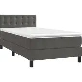 vidaXL Boxspring met matras fluweel donkergrijs 90x190 cm