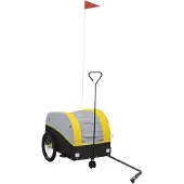 vidaXL Fietstrailer 30 kg ijzer zwart en geel