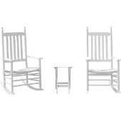 vidaXL Schommelstoelen 2 st met inklapbare tafel populierenhout wit