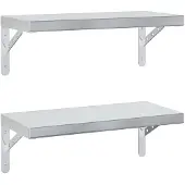 vidaXL Wandschappen 2 st 50x23,5 cm roestvrijstaal zilverkleurig
