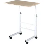 HOMCOM HOMdotCOM Bijzettafel in C-vorm Wit Natuur 60 cm x 40 cm x 78 cm