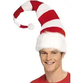 Smiffys Dressing Up & Costumes | Costumes - Christmas - Striped Santa Hat, Red And White
