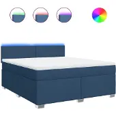 vidaXL Boxspring met matras stof blauw 180x200 cm