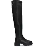 Manfield Zwarte leren hoge overknee laarzen | Maat 36