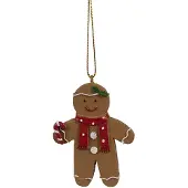 Clayre & Eef Kersthanger Gingerbread man 5x1x7 cm Bruin Kunststof Kerstboomversiering Bruin Kerstboomversiering