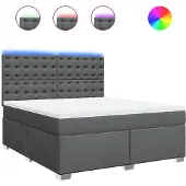 vidaXL Boxspring met matras stof donkergrijs 180x200 cm