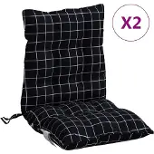 vidaXL Stoelkussens 2 st lage rug ruitpatroon oxford stof zwart