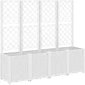 vidaXL Plantenbak met latwerk 160x40x140 cm polypropeen wit