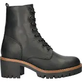 Nelson gevoerde leren veterboots zwart female | Maat: 40