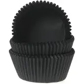 House of Marie Mini Cupcake Vormpjes - Zwart - pk/60 - Baking Cups voor Muffins en Cupcakes