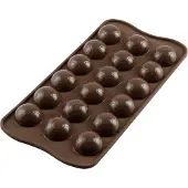 Silikomart EasyChoc Choco Goals bonbonvorm 18 voetballen silicone bruin