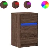 vidaXL Nachtkastje met LED-verlichting bewerkt hout bruin eikenkleur