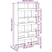 vidaXL Kamerscherm 100x33x187,5 cm bewerkt hout artisanaal eikenkleur
