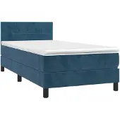 vidaXL Boxspring met matras fluweel donkerblauw 80x200 cm