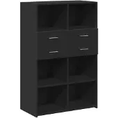 vidaXL Hoge kast 80x42,5x124 cm bewerkt hout zwart