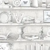 Overig Papierbehang Brocante Kast - Grijs - Wit - 10,05 M X 52,8 Cm