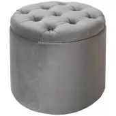 Invicta Elegante kruk MODERN BAROQUE 50cm zilvergrijze fluwelen opbergmand - 40735