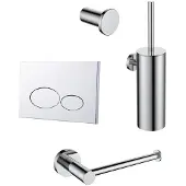 Regn Accessoireset Toilet + Bedieningsplaat - Chroom - Messing - Accessoires, Toilet accessoires, Toilet accessoires sets - 8720297698774