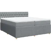 vidaXL Boxspring met matras stof lichtgrijs 200x200 cm