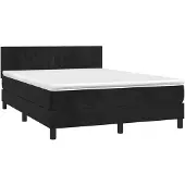 vidaXL Boxspring met matras fluweel zwart 140x190 cm