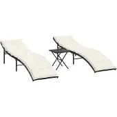vidaXL Ligbedden 2 st met tafel poly rattan zwart