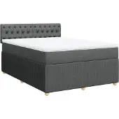 vidaXL Boxspring met matras stof donkergrijs 160x200 cm