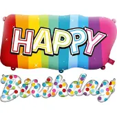 Folat - Folieballonnen 'Happy Birthday' Rainbow Bday - 2 stuks