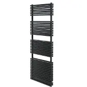 VIPERA Vesuvio dubbele handdoekradiator 60 x 180 cm centrale verwarming mat zwart zij- en middenaansluiting 2.175W