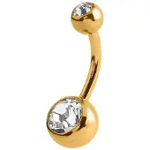 Lucardi Stalen navelpiercing goldplated met kristal