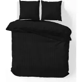 ISleep Satijnstreep Kussensloop - 60x70 cm - Zwart
