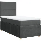 vidaXL Boxspring met matras stof donkergrijs 90x200 cm