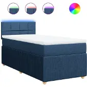 vidaXL Boxspring met matras stof blauw 90x200 cm