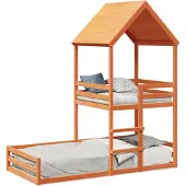 vidaXL Kinderbed met huisje massief grenenhout wasbruin 80x200 cm