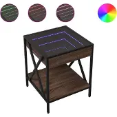 vidaXL Nachtkastje met Infinity LED 40x40x49 cm bruin eikenkleurig