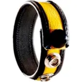 Black Label - Lederen Cockring - 3 Drukknopen - Zwart/Rood