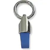 OEM Luxe Sleutelhanger, Leren & Metaal Sleutelhanger, Kunstleer, Zilver - Blauw