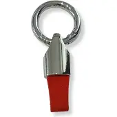 OEM Luxe Sleutelhanger, Leren & Metaal Sleutelhanger, Kunstleer, Zilver - Rood