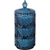 J-Line voorraadpot 3 lagen - glas - blauw