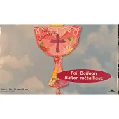 Anagram roze communie folieballon supergroot beker met hostie voor communie kelk