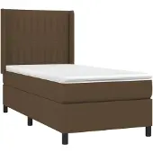 vidaXL Boxspring met matras en LED stof donkerbruin 100x200 cm