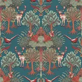 Dutch Wallcoverings - Tapestry Nordic Deer Forest Petrol Blue - TP422305