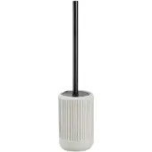 Zeller Toiletborstel in houder - keramiek - lichtgrijs - cement look - rond - 10 x 42 cm - Toiletborstels