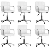 vidaXL Eetkamerstoelen draaibaar 6 st kunstleer wit