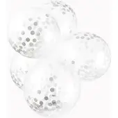 We Fiesta 18 Papier Confetti ballonnen 12″ zilver - Versiering Feestdecoratie Decoratie Verjaardag Jubileum Thema Feest Ballon