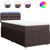 vidaXL Boxspring met matras stof donkerbruin 90x190 cm