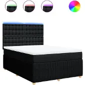 vidaXL Boxspring met matras stof zwart 140x200 cm