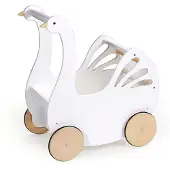 Tender Leaf Toys - Zoete Zwanen Kinderwagen - Houten Zwanenpoppenwagen