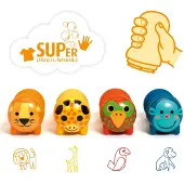 Djeco Zuigerset - 4-pack - Safari Animals - - OneSize - Knutselpakket