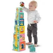 SES Creative – Tiny Talents – Stapelblokken – Sensorisch – Dieren speelgoed – Baby speelgoed – Stimuleert zintuigen – Lichtgewicht - Vanaf 6 maanden