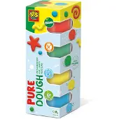 SES Creative Zachte Pasta Vegan Pak 4 Potten Natuurlijke Kleuren 90 Gr